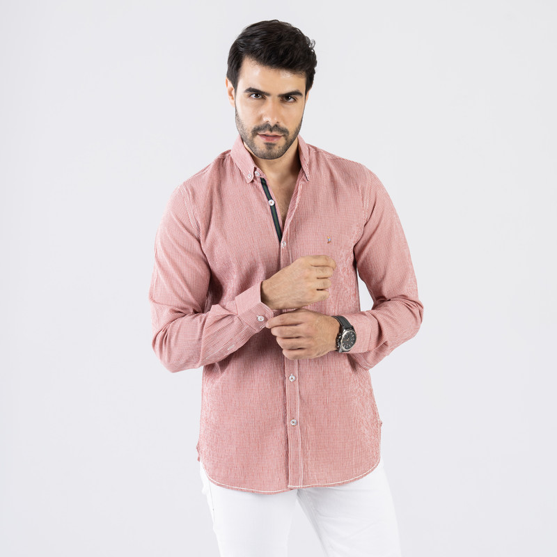 CLEVER Cotton Shirt Full Sleeve For Men - Red