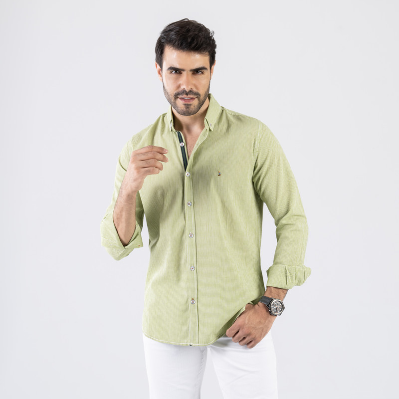 CLEVER Cotton Shirt Full Sleeve For Men - Limon