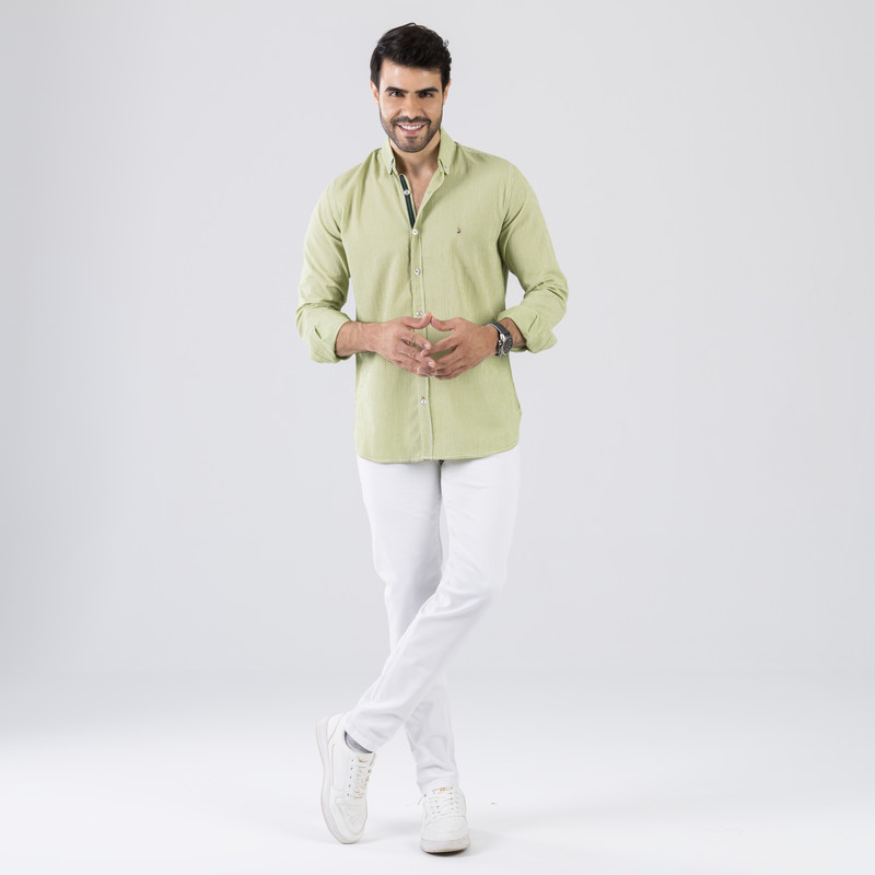 CLEVER Cotton Shirt Full Sleeve For Men - Limon