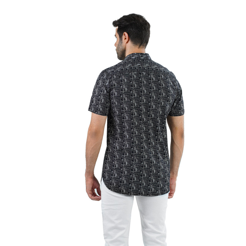 CLEVER Cotton Shirt Short Sleeve For Men - Black