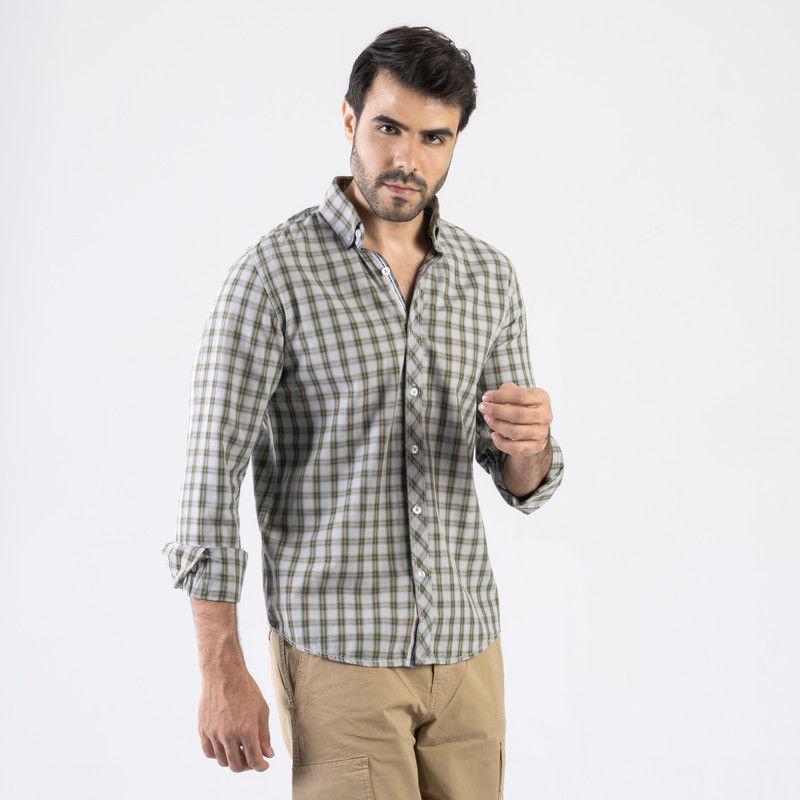 CLEVER Cotton Shirt Full Sleeve For Men - Green