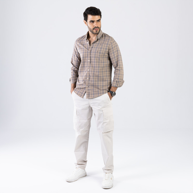 CLEVER Cotton Shirt Full Sleeve For Men - Camel