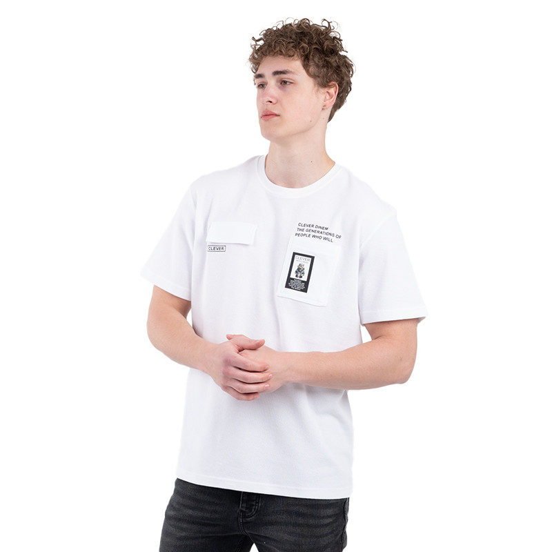CLEVER Cotton T-Shirt Short Sleeve For Men - White