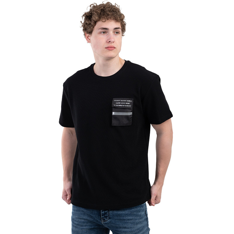 CLEVER Cotton T-Shirt Short Sleeve For Men - Black