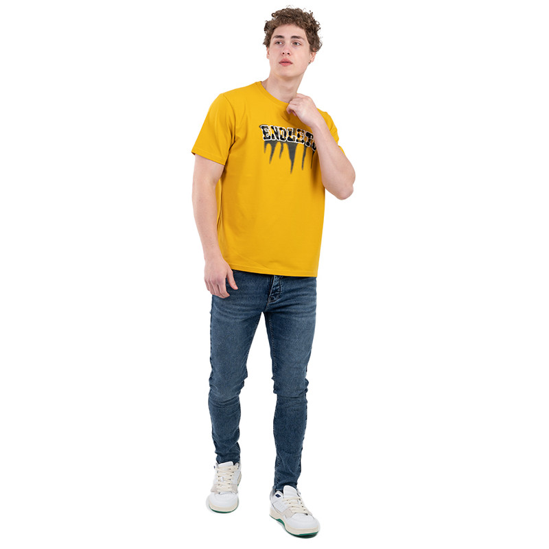 CLEVER Cotton T-Shirt Oversize For Men - Mustard