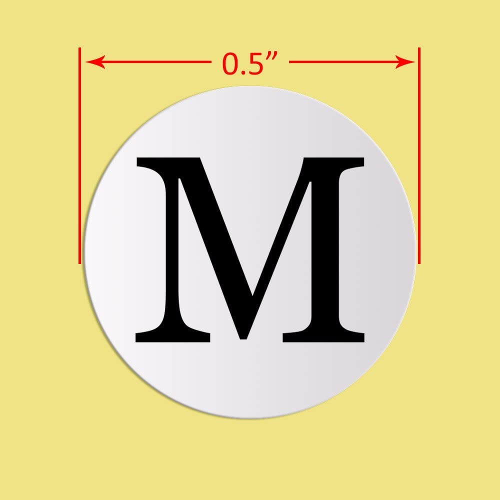 Adhesive stickers with the letter M print