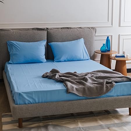 Cotton Solid Bed Sheet 90 Cm - Sky Blue