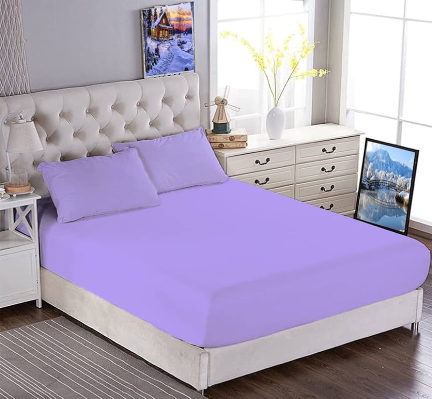 Cotton Solid Bed Sheet 90 Cm - Light Purple
