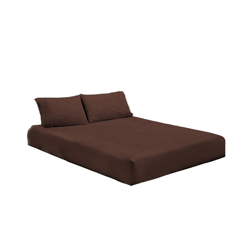 Cotton Solid Fitted Bed Sheet 90 Cm - Brown