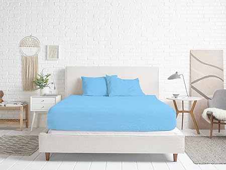 Cotton Solid Fitted Bed Sheet 140 Cm - Turquoise