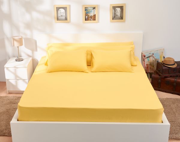 Solid Bed Sheet Set 3 Pieces 240X260 Cm - Yelllow