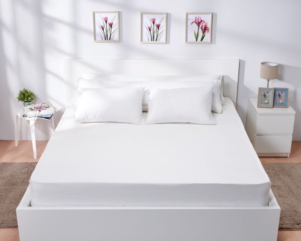 Solid Fitted Bed Sheet Set 3 Pieces 240X260 Cm - White