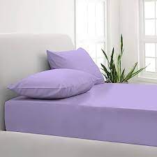 Solid Fitted Bed Sheet Set 3 Pieces 240X260 Cm - Light Purple