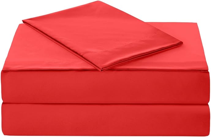 Solid Fitted Bed Sheet Set 3 Pieces 240X260 Cm - Red