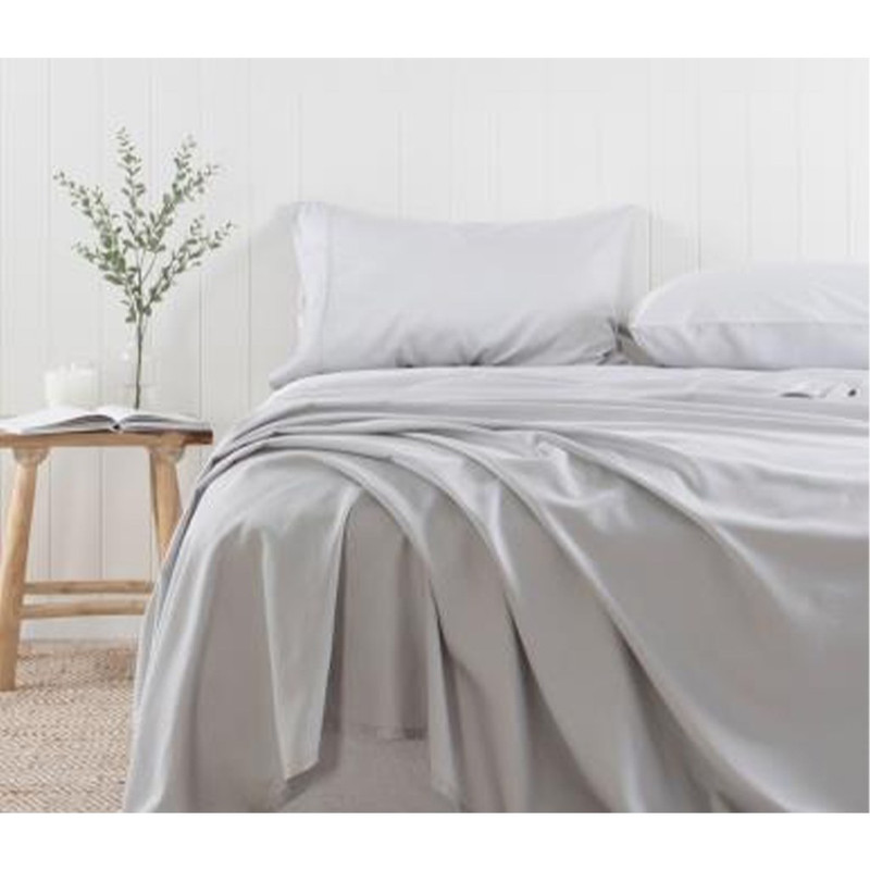 Solid Fitted Bed Sheet Set 3 Pieces 240X260 Cm - Grey