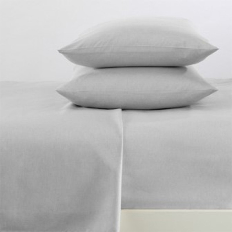 Solid Fitted Bed Sheet Set 3 Pieces 240X260 Cm - Grey