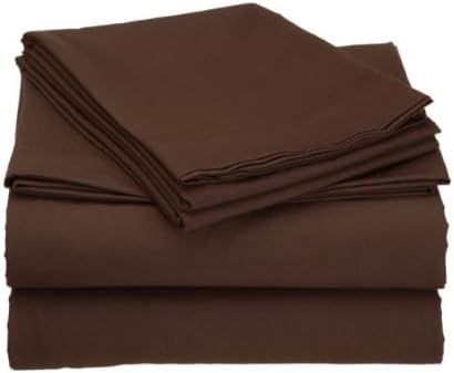 Solid Fitted Bed Sheet Set 4 Pieces 240X260 Cm - Brown