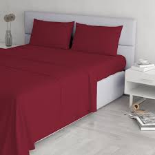 Solid Fitted Bed Sheet Set 4 Pieces 240X260 Cm - Maroon