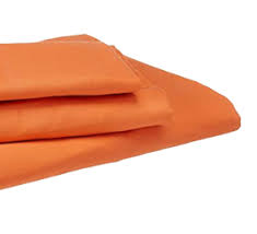 Solid Fitted Bed Sheet Set 4 Pieces 240X260 Cm - Orange