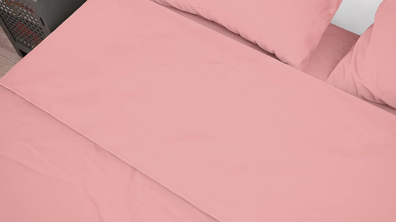  Solid Fitted Bed Sheet Set 4 Pieces 240X260 Cm - Rose