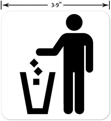 Trash can sign Rubbish bin and wastebasket sign - 4 pieces 