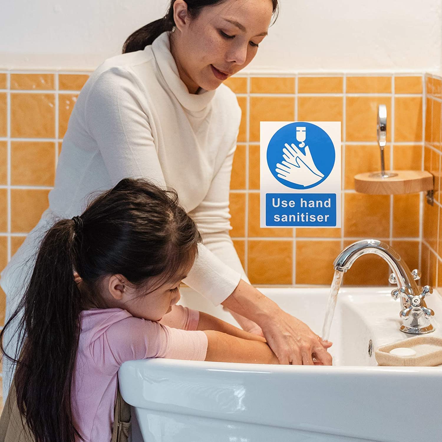 Guidance sticker, adhesive sticker for washing hands