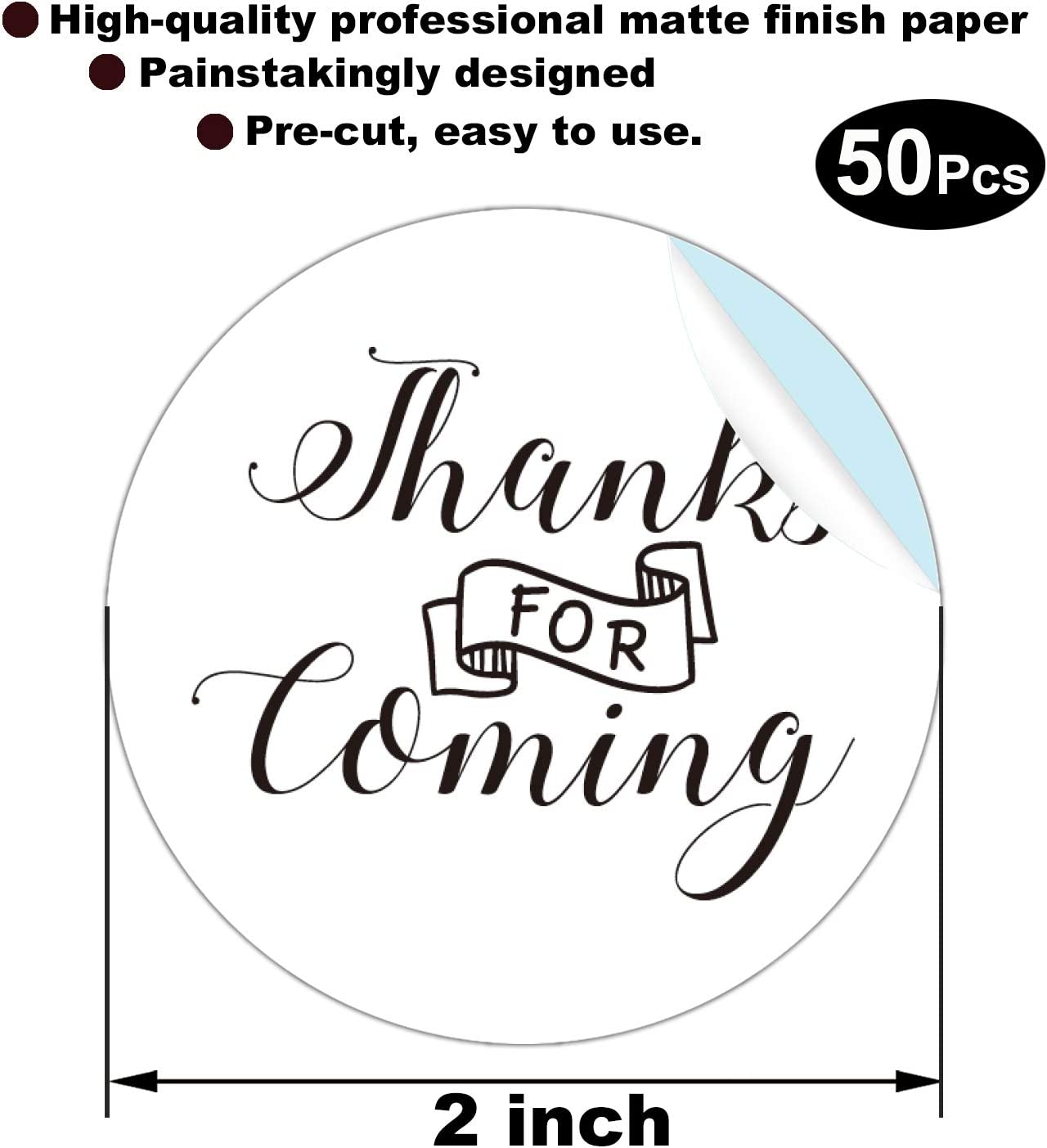 (A circular adhesive sticker printed with the phrase  (Thank you