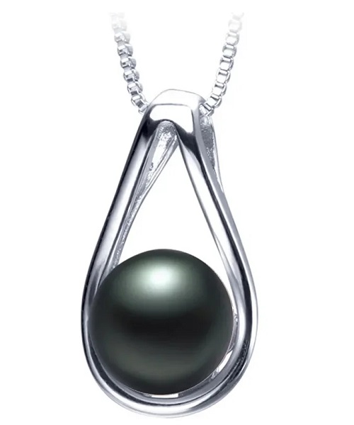 Pure natural pearl Set and 925 sterling silver with crystal NP870013(necklace- pair of earrings -ring whose size can be adjusted) +Jewelry storing box (Black)