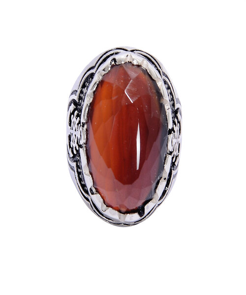Silver Ring 925 with fast yemeni agate stone -  Brown