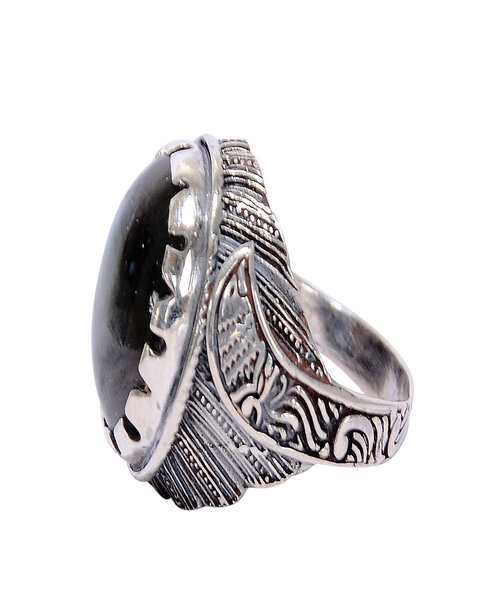 Silver Ring 925 with peacock stone - Black