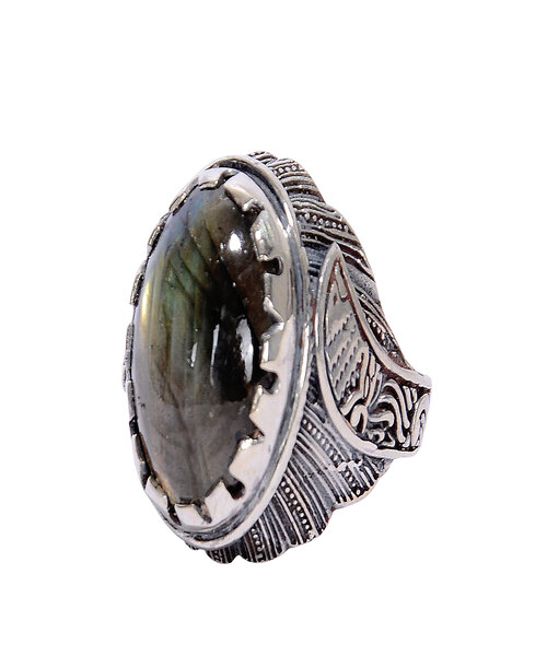 Silver Ring 925 with peacock stone - Black