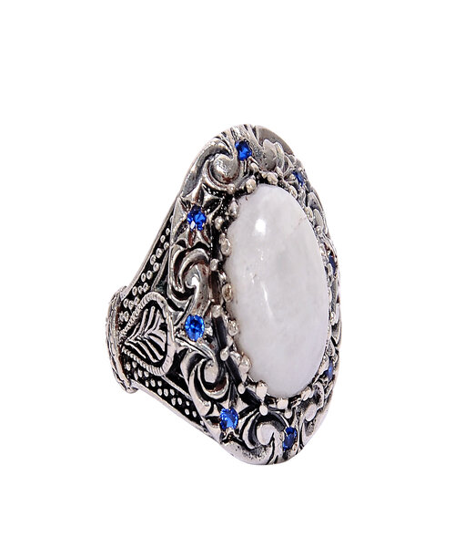 Silver Ring 925 with moon stone - White