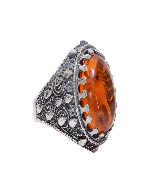 Silver Ring925 with scorpio stone - Orange