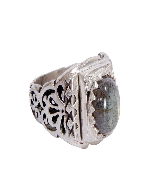 Silver Ring 925 with peacock stone - Grey