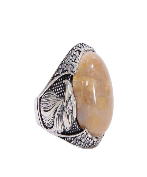 Silver Ring 925 with coral stone - Brown