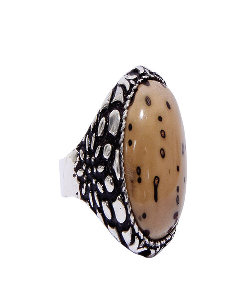 Silver Ring 925 with crusader oud stone - Brown