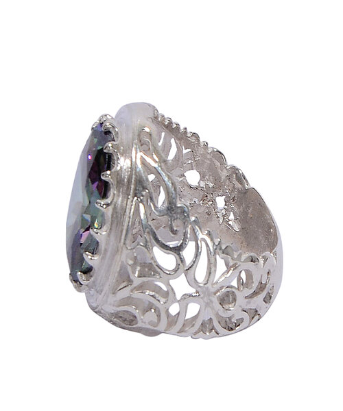 Silver Ring925 with mystic quartz stone - Black Silver