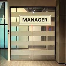 Manager office door sign in English