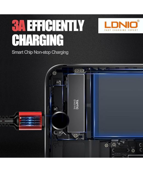 LDNIO Lc93 3in1 fast charging cable and data transfer 1.2 meter  3.4 amps - Black