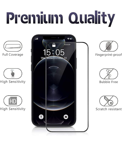 Glass screen protection for iPhone 12 Pro tempered 5D scratch-resistant 0.33 mm 9H hardness - black