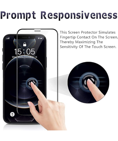 شاشة حماية زجاج لموبايل ايفون 12 برو  مقوى 5D مقاومة للخدوش 0.33 ملم بدرجة صلابة 9H  - أسود
