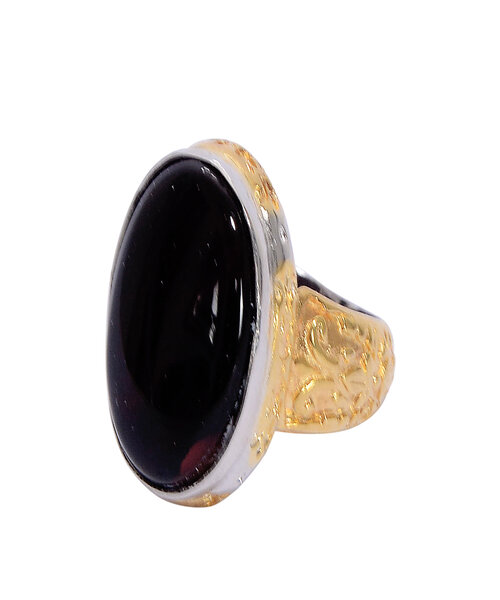 Silver Ring 925 with agate stone - Black
