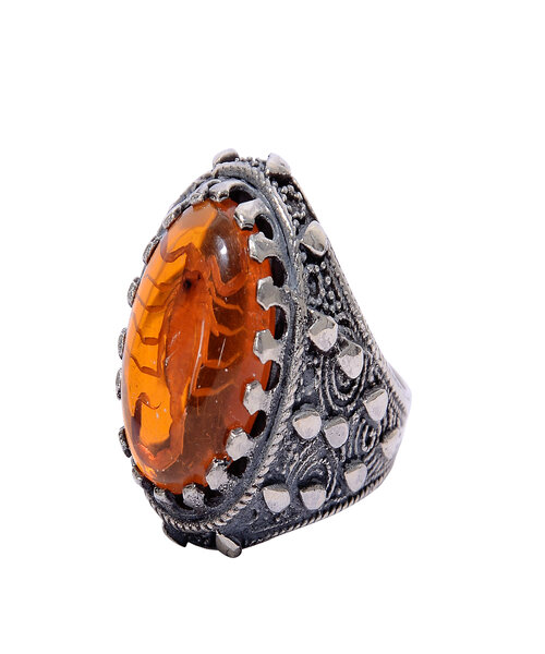 Silver Ring925 with scorpio stone - Orange