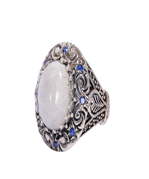 Silver Ring 925 with moon stone - White