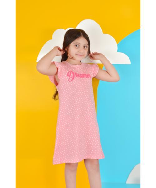 Sleeveless printed cotton Dress with headband for Girls - Rose