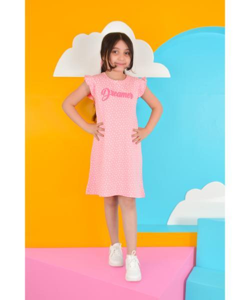 Sleeveless printed cotton Dress with headband for Girls - Rose