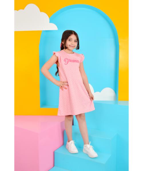 Sleeveless printed cotton Dress with headband for Girls - Rose