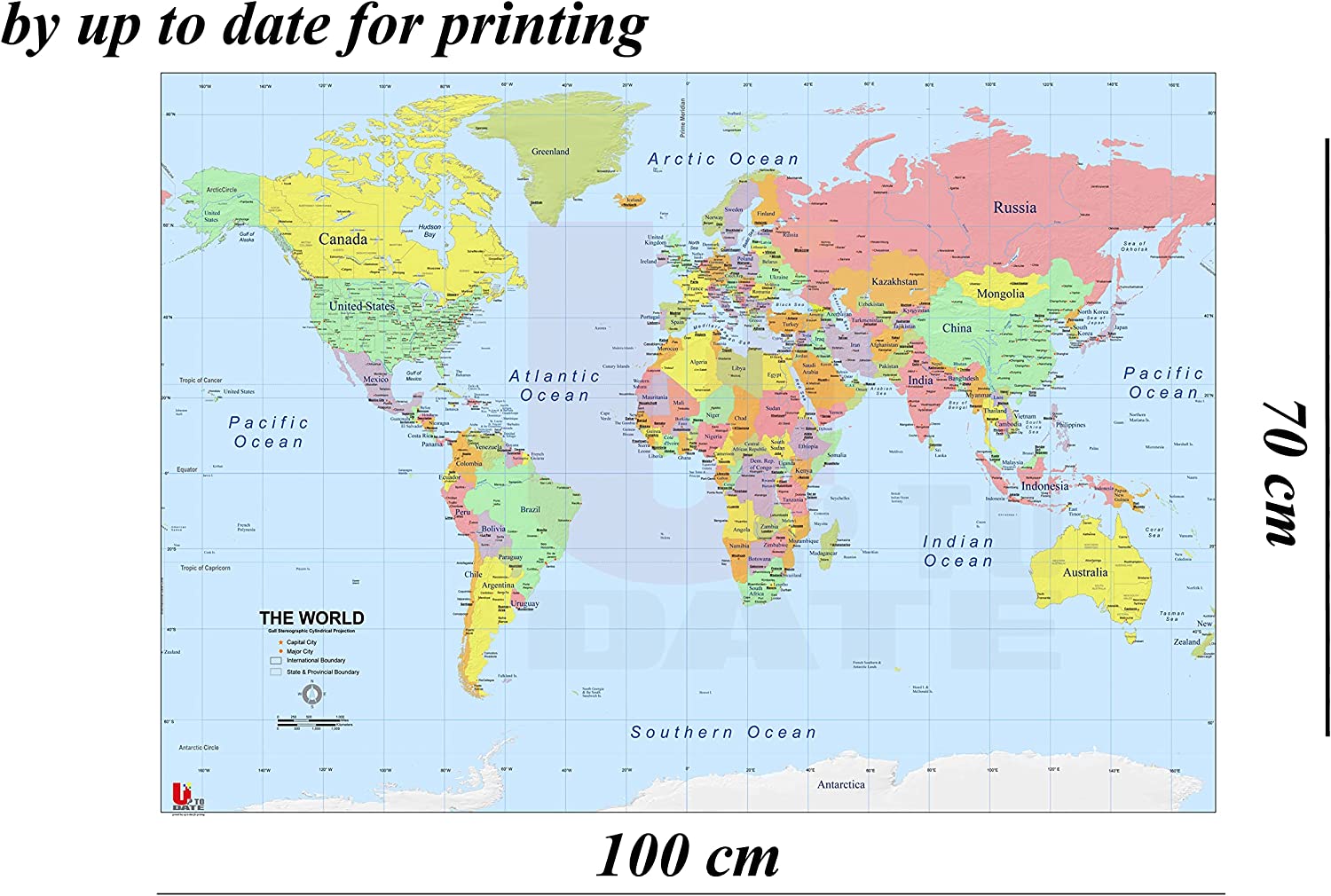خريطة العالم - 100 × 70 سم