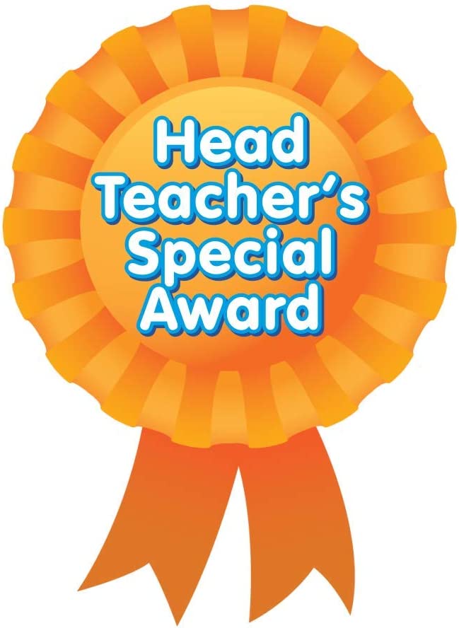 (School sticker with phrases , (head teacher's special award