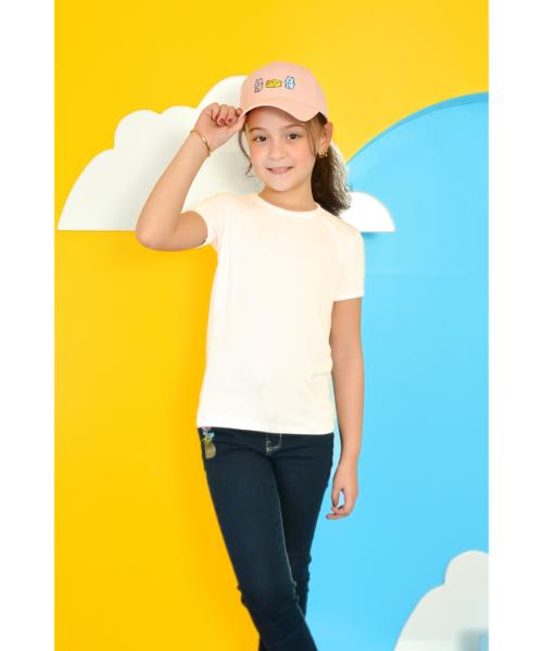 Cotton Undershirt Solid Short Sleeves for Girls - Off White